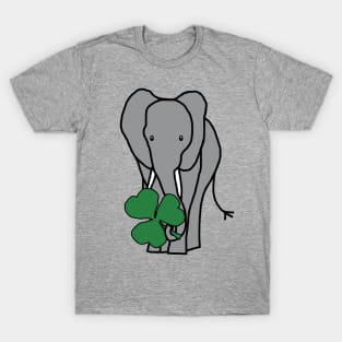 St Patricks Day Elephant with Shamrock T-Shirt